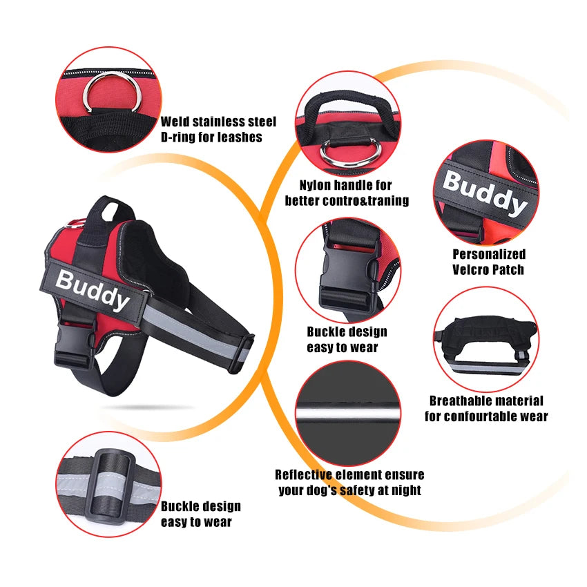 NO PULL Reflective Breathable Adjustable Pet Harness