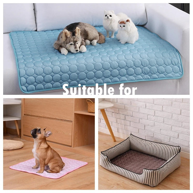 Dog Mat Cooling Summer Pad Mat For Dogs Cat Blanket Sofa Breathable Pet Dog Bed Summer Washable