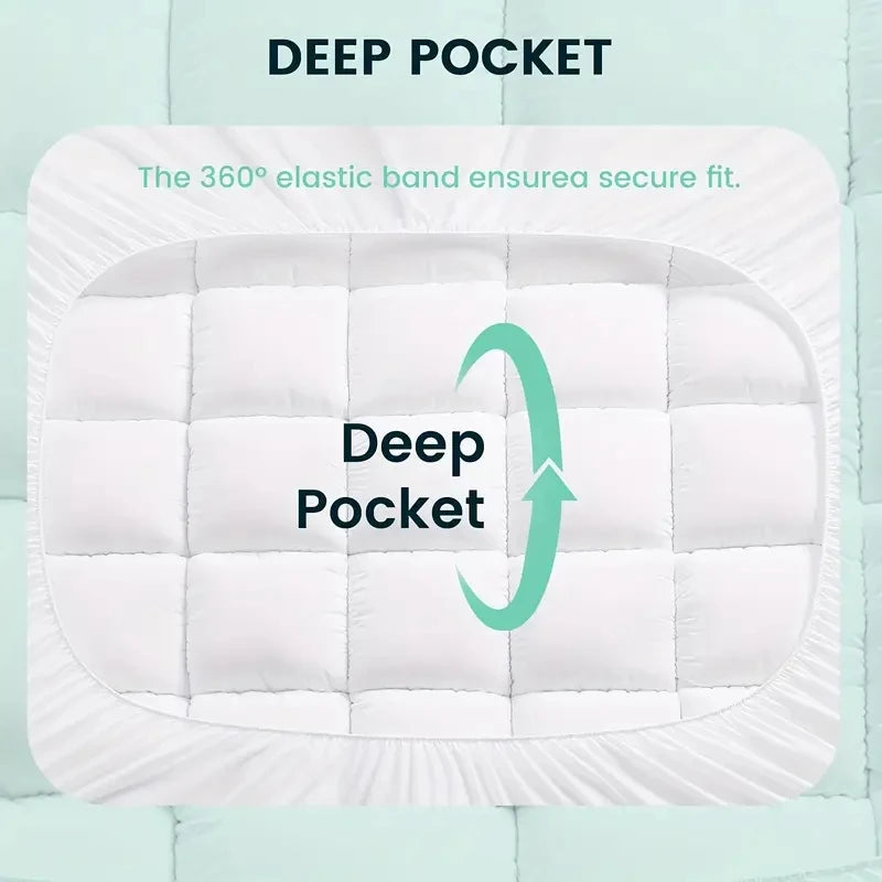 HGETVE Extra Thick Mattress covers  Topper 1000Gsm Cooling Noiseless Breathable Fitted 8-21 Deep Pocket Machine Washable