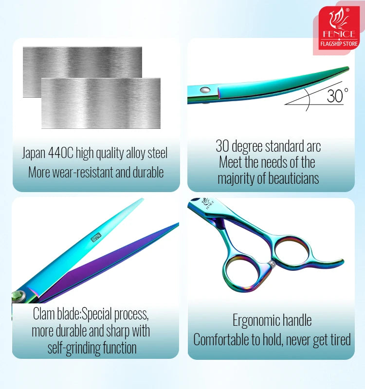 Steel 7.5 Inch Dog Beauty Scissors Pet Dogs Grooming Scissors Set Straight&Curved &Thinner&Chunker Shears Kits