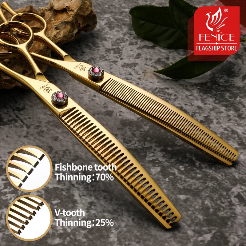 High-end 7.25 inch Professional Pet Dog Grooming Scissors Curved Thinning Chunker Shears