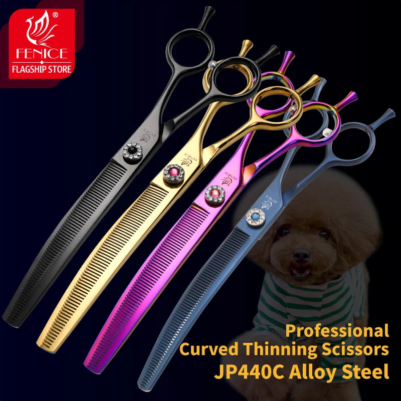 High-end 7.25 inch Professional Pet Dog Grooming Scissors Curved Thinning Chunker Shears