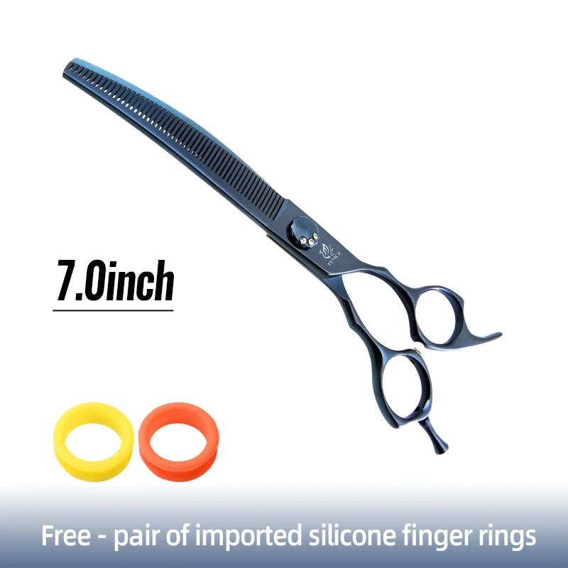 High-end 7.25 inch Professional Pet Dog Grooming Scissors Curved Thinning Chunker Shears