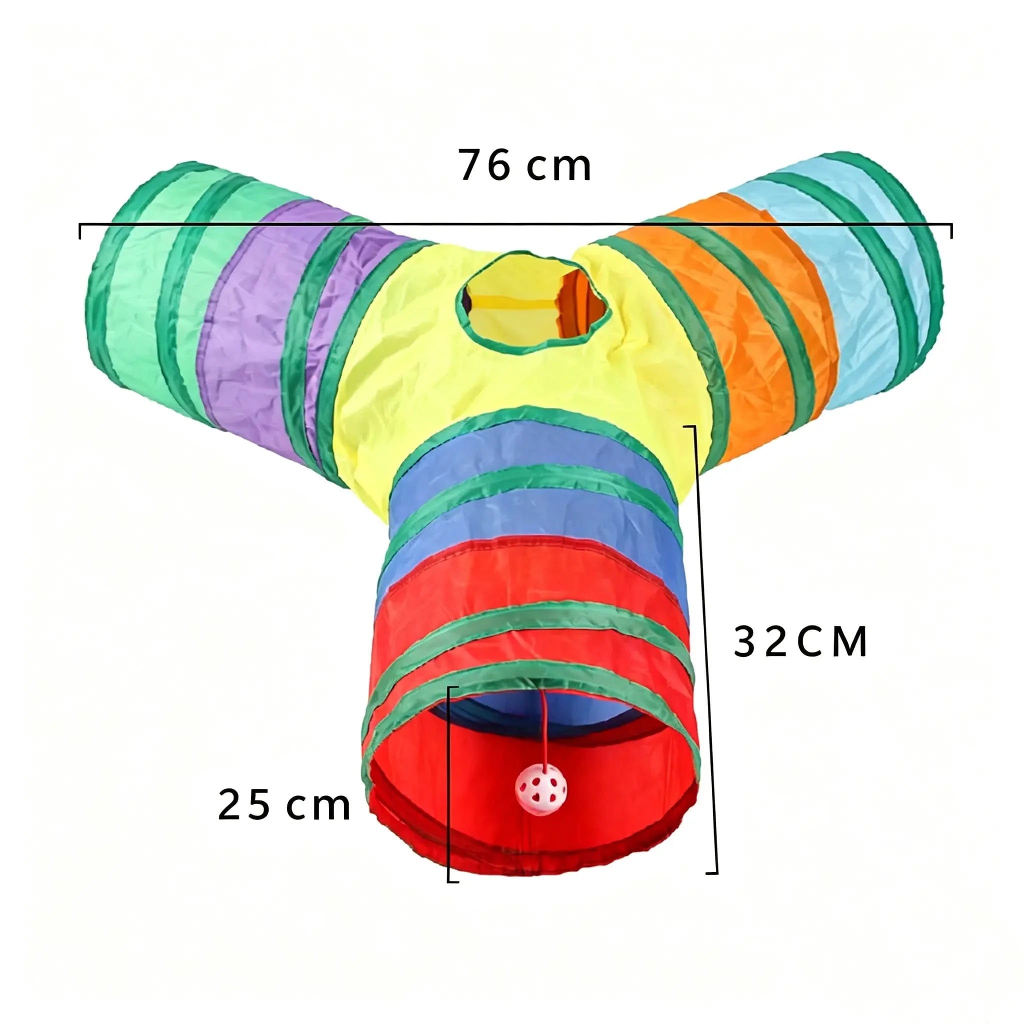 Foldable Rainbow Cat Tunnel Multi Channel Interactive Play Tube with Hanging Ball, Collapsible Hideaway Toy for Kittens Puppies