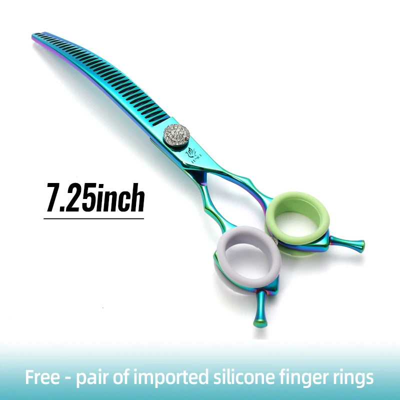 High-end 7.25 inch Professional Pet Dog Grooming Scissors Curved Thinning Chunker Shears