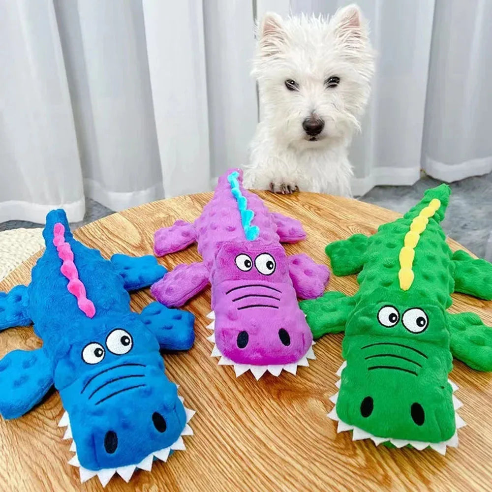Indestructible Robust Crocodiles Dog Toy Unbreakable Stuffed Plush Dog Toy for Aggressive Chewer Interactive Dog Toy for Boredom