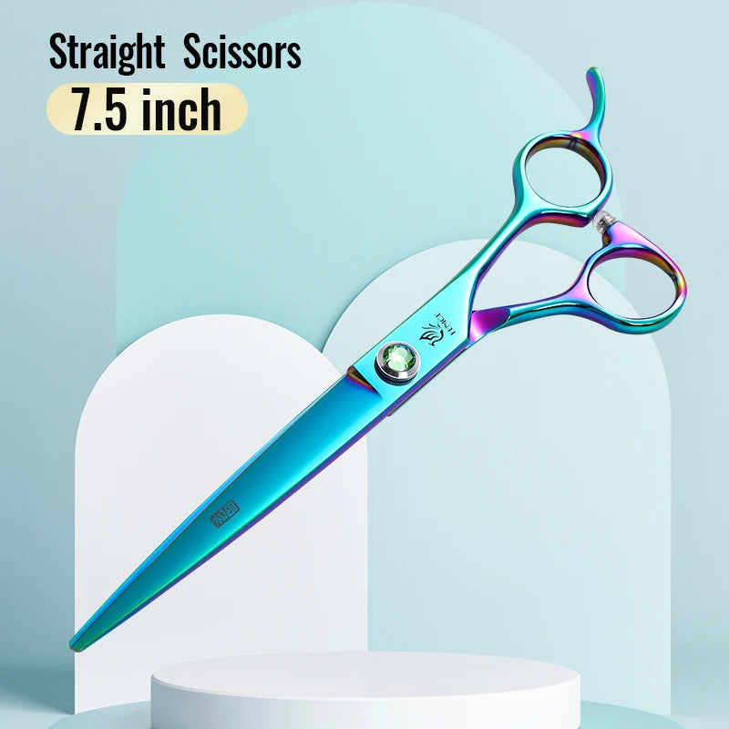 Steel 7.5 Inch Dog Beauty Scissors Pet Dogs Grooming Scissors Set Straight&Curved &Thinner&Chunker Shears Kits