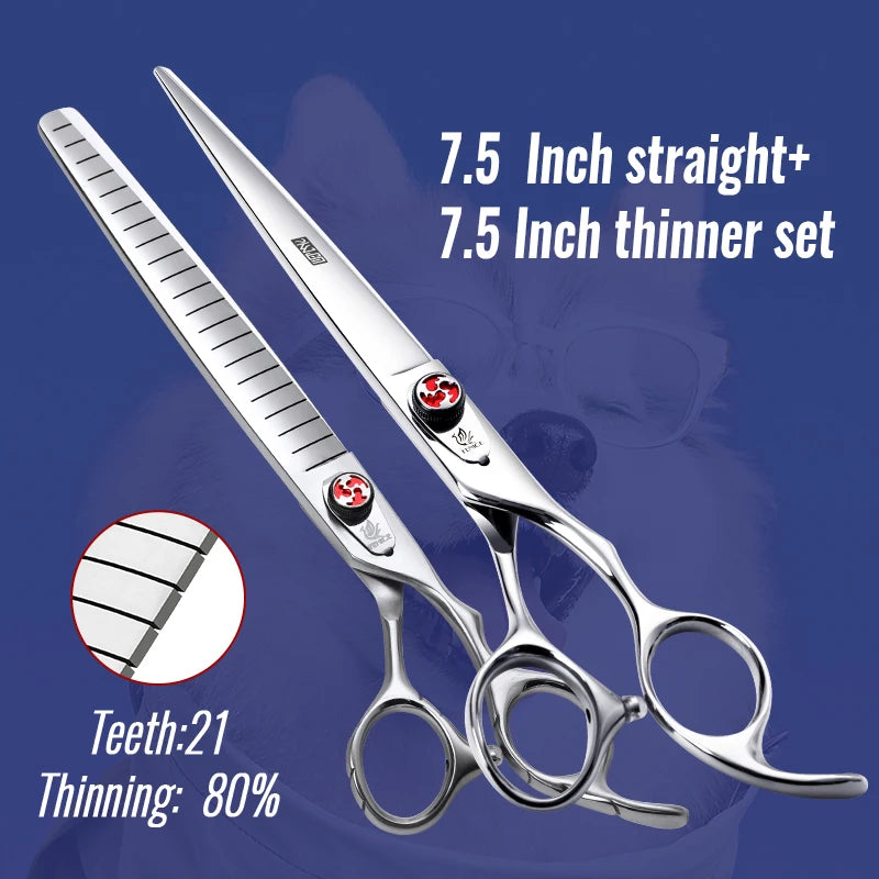 7/7.5 inch Pet Fluffy Thinning Grooming Scissors Straight Dog Scissors Thinner Shears