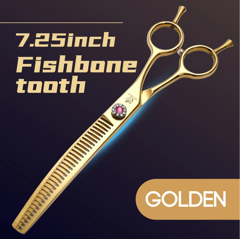 High-end 7.25 inch Professional Pet Dog Grooming Scissors Curved Thinning Chunker Shears
