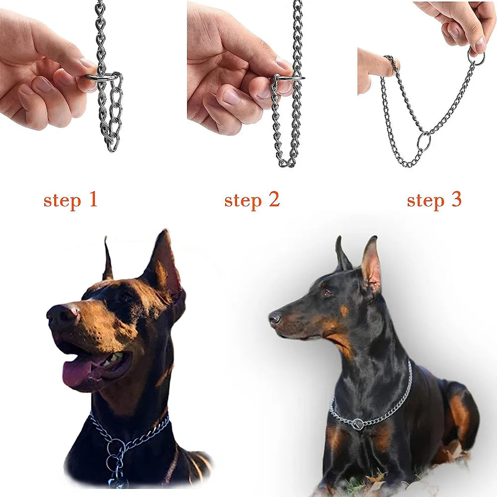 Dog Choke Collar Chew-proof Metal Dog Slip Chain Pinch Collars for Small Medium Large Dogs Training