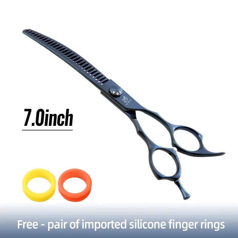 High-end 7.25 inch Professional Pet Dog Grooming Scissors Curved Thinning Chunker Shears