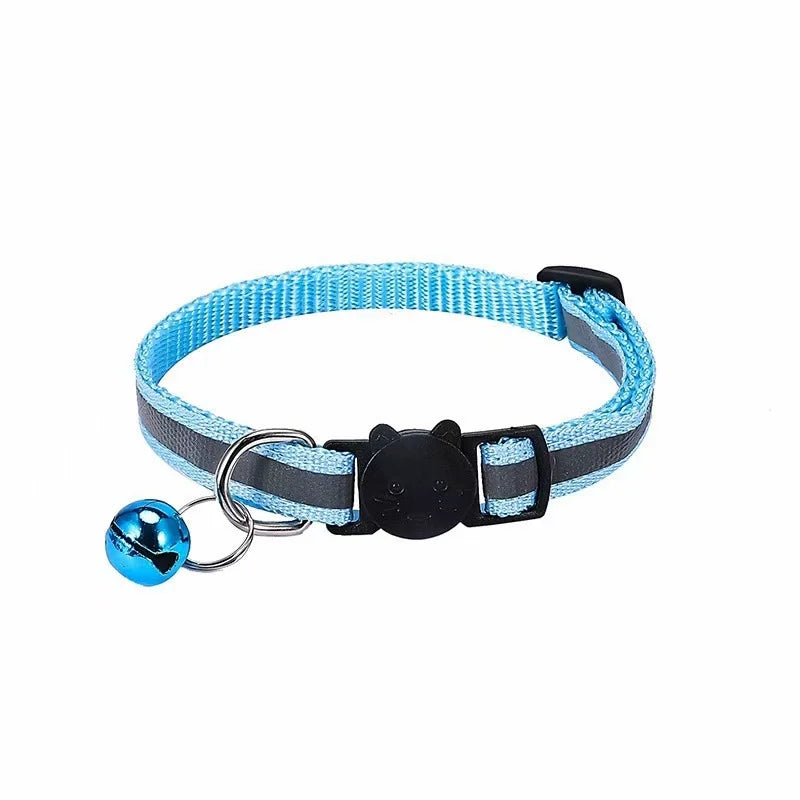 Cat Collar Colors Reflective Breakaway Neck Ring Necklace Bell Pet Products Safety Elastic Adjustable with Soft Material