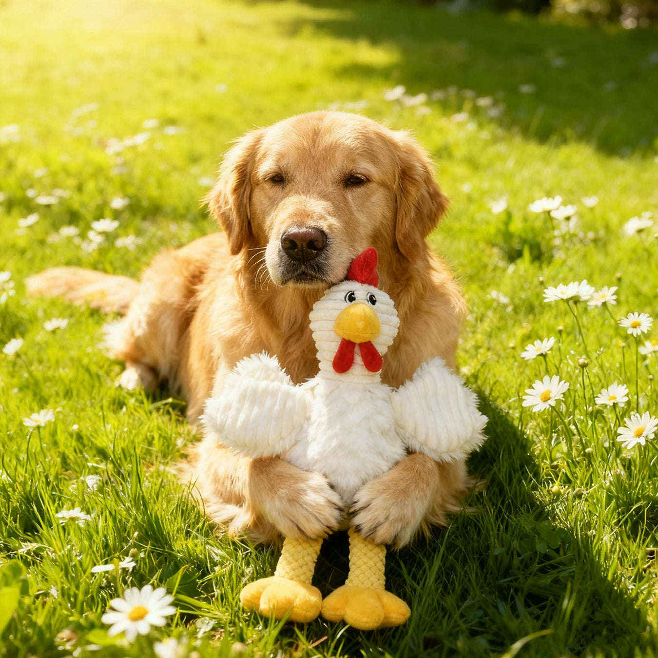 Realistic Squeaky Long Leg Chicken Plush Toy Soft Fabric Chewable Pet Companion Toy for Dogs Cats