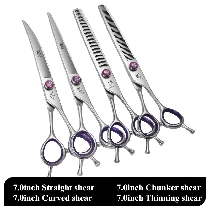7/8 Inch Professional Pet Dogs Grooming Scissors Straight Curved Thinning Chunker Shear Scissors Set For Dogs