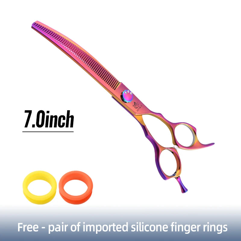 High-end 7.25 inch Professional Pet Dog Grooming Scissors Curved Thinning Chunker Shears