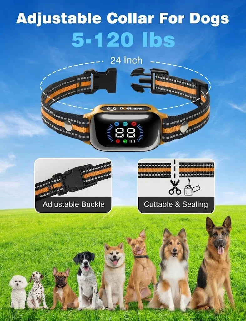 IPX7 Waterproof Dog Training Collar,Smart 2-in-1 Auto Anti-Bark and Shock Collar for All Size Dogs,3300FT Remote Electric Collar