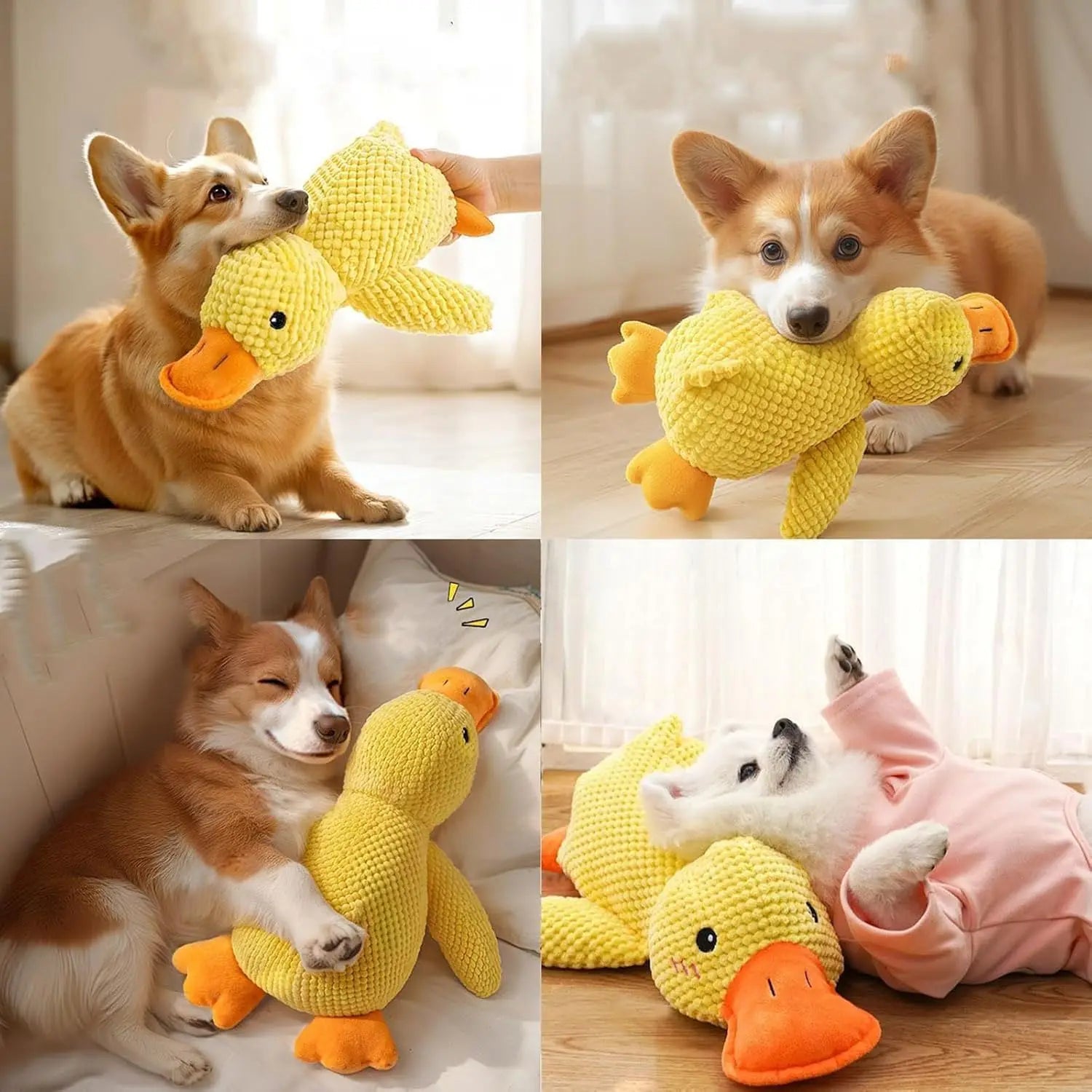 Duck dog toy plush chew resistant durable dog toy with quacking sound