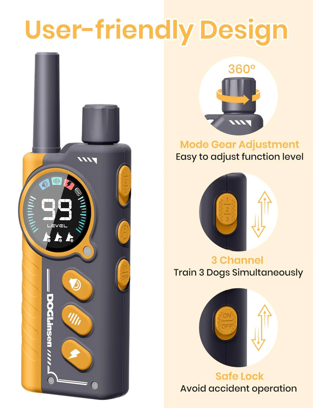 IPX7 Waterproof Dog Training Collar,Smart 2-in-1 Auto Anti-Bark and Shock Collar for All Size Dogs,3300FT Remote Electric Collar