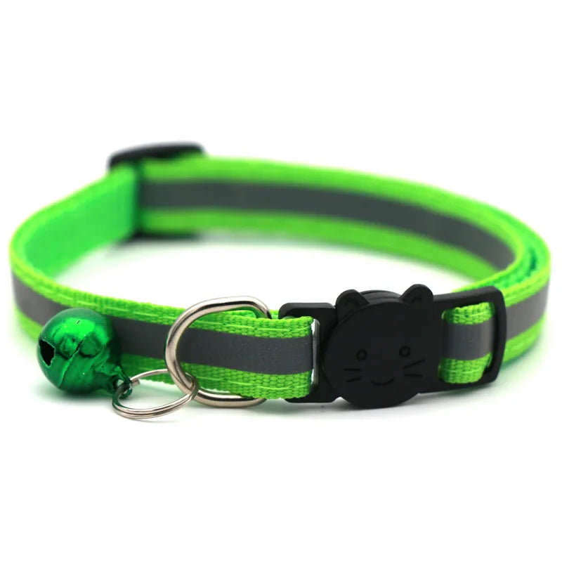 Cat Collar Colors Reflective Breakaway Neck Ring Necklace Bell Pet Products Safety Elastic Adjustable with Soft Material