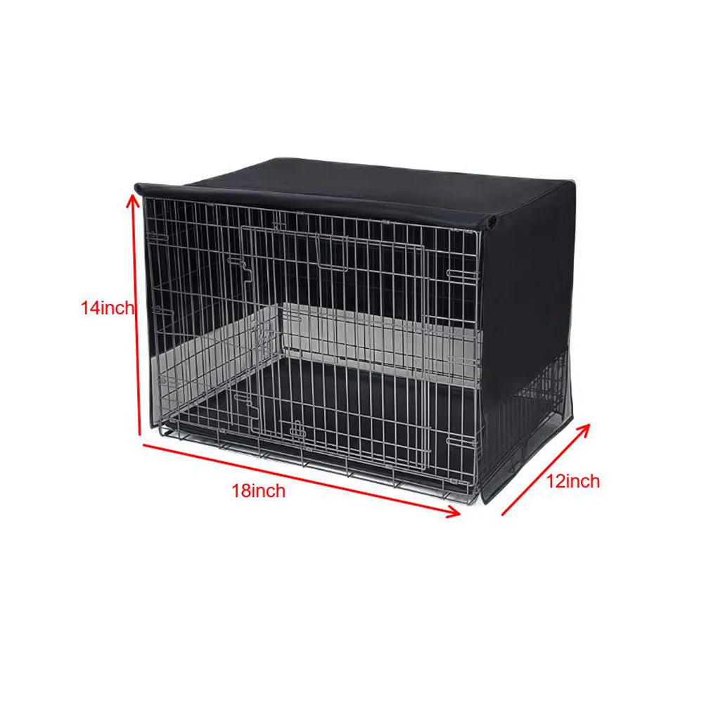 Breathable Dog Crate Cover 18-48 Inch Oxford Cloth Pet Kennel Cover Fit For Wire Dog Crate Black 4 Sides Mesh Ventilation