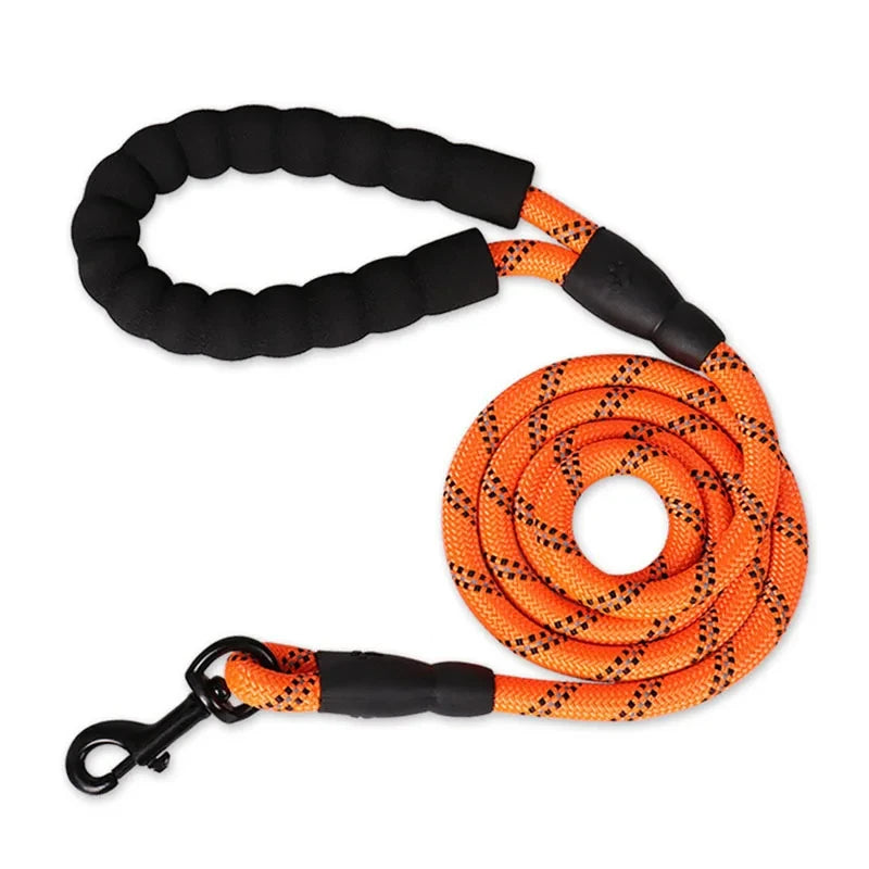 Reflective Dog Leash With Comfortable Padded Handle - Double Heavy Duty Traction Rope For Strong Dogs