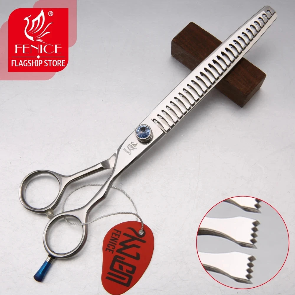 Fenice JP440C Steel Professional Pet Scissors 7/7.5/8 Inch Dog Grooming Chunker Thinner Shears with Small Teeth 70-80% Rate