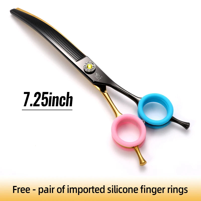 High-end 7.25 inch Professional Pet Dog Grooming Scissors Curved Thinning Chunker Shears