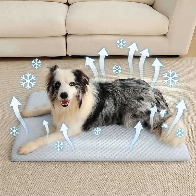New Summer Ice Silk Cooling Pet Mat Thick Breathable Dog Bed Pad Non-Slip Washable Pet Cooling Sheet for Medium Large Dogs Cats