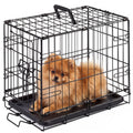 JHK 18 Inch Single Door Dog Crate Metal Pet Kennel with Secure Lock Foldable Removable Tray for Easy Cleaning Portable Puppy Cage for Small Dogs