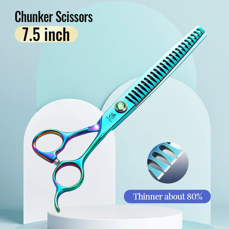 Steel 7.5 Inch Dog Beauty Scissors Pet Dogs Grooming Scissors Set Straight&Curved &Thinner&Chunker Shears Kits