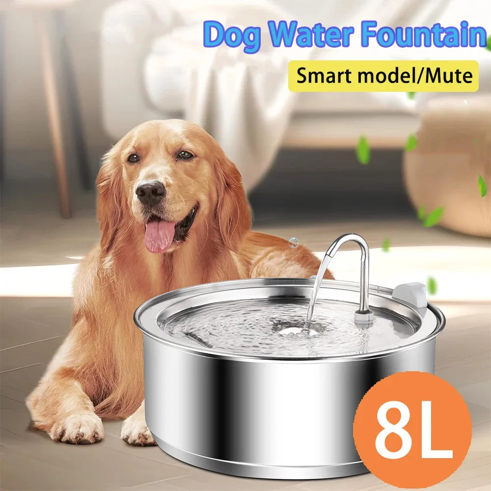 8L Dog water fountain Stainless Steel water dispenser for dogs cats