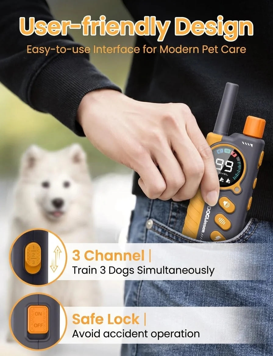 IPX7 Waterproof Dog Training Collar,Smart 2-in-1 Auto Anti-Bark and Shock Collar for All Size Dogs,3300FT Remote Electric Collar