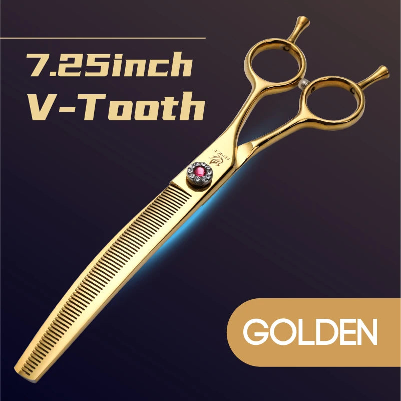 High-end 7.25 inch Professional Pet Dog Grooming Scissors Curved Thinning Chunker Shears
