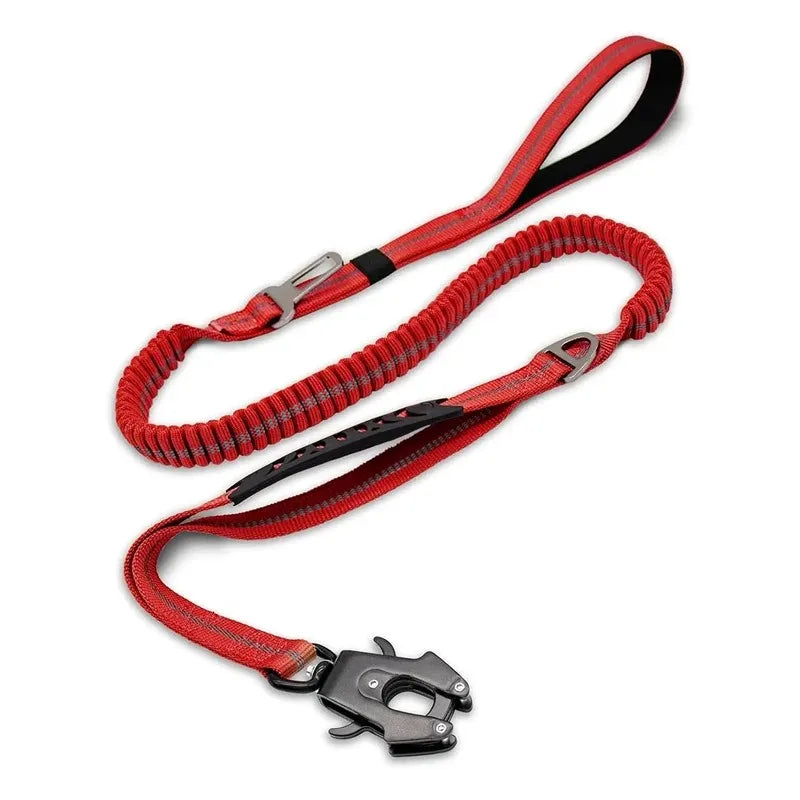 Tactical Dog Leash Heavy Duty, 4-6FT Shock Absorbing Bungee Lead with 2 Padded Handle,