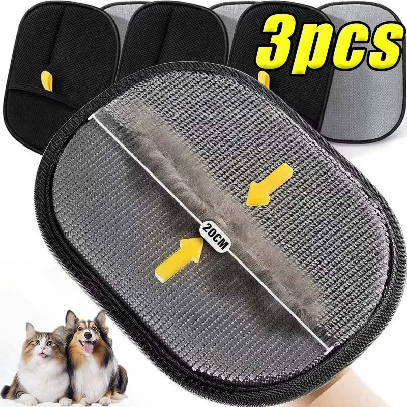 3pcs Pet Grooming Cleaning Glove Double-Sided Washing Dog Cat Glove Self Cleaning Hair Remover