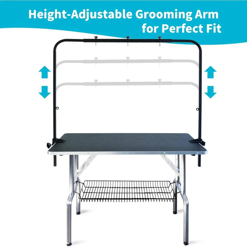 US Shipping 46 Inch Dog Grooming Table Professional Adjustable Height Large Pet Wash Station