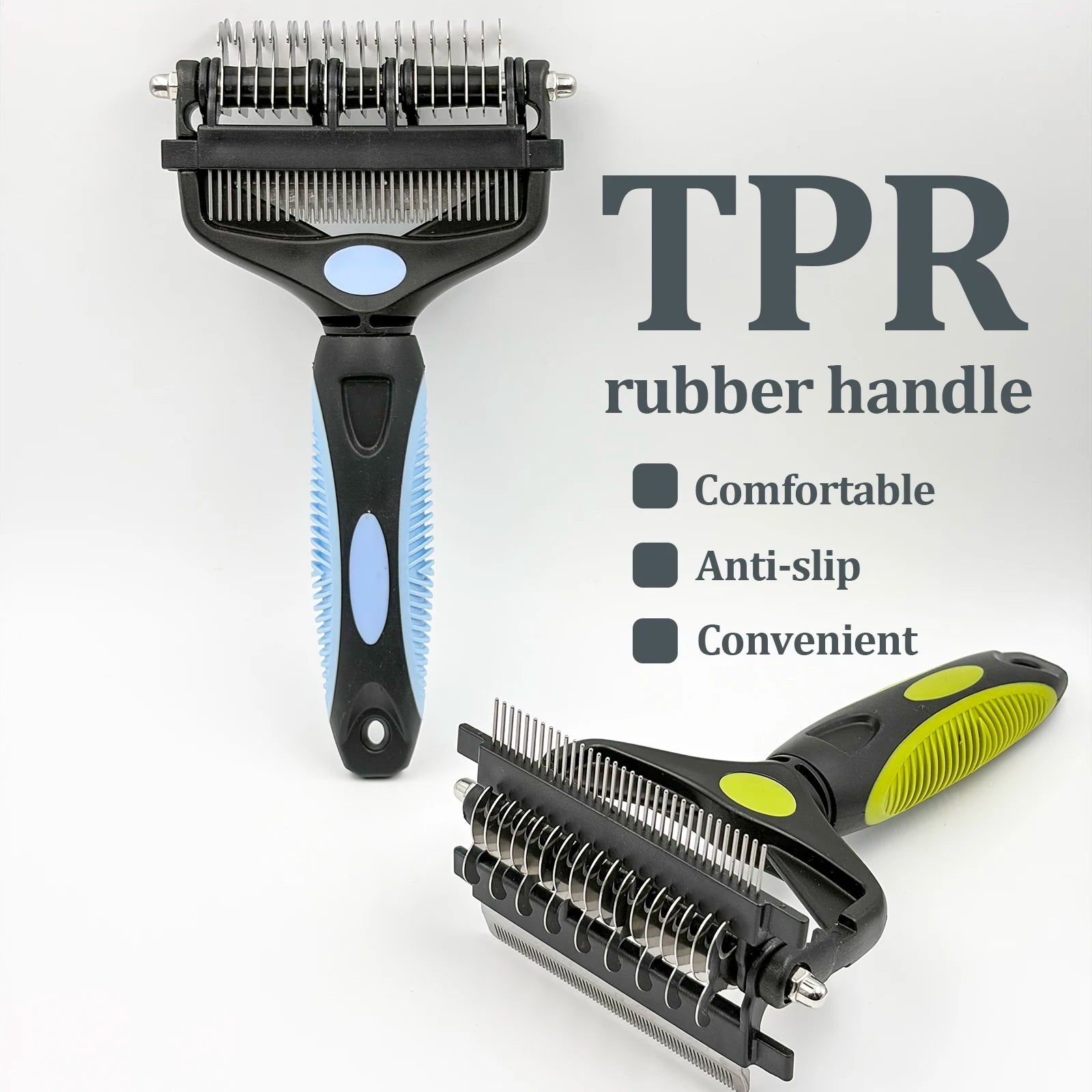 3 in 1 Pet Grooming Hair Brush Dog Deshedding Remover Double Sided Shedding Comb with Stainless Steel Teeth Fur Knot Cutter