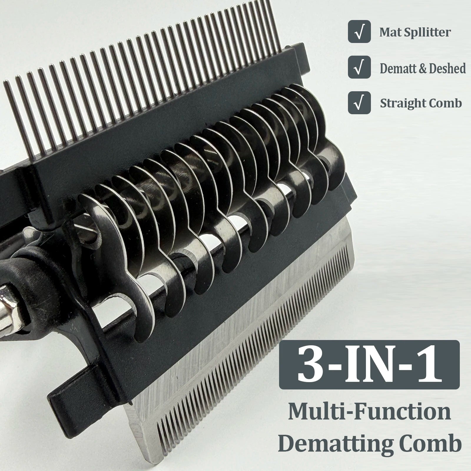 3 in 1 Pet Grooming Hair Brush Dog Deshedding Remover Double Sided Shedding Comb with Stainless Steel Teeth Fur Knot Cutter