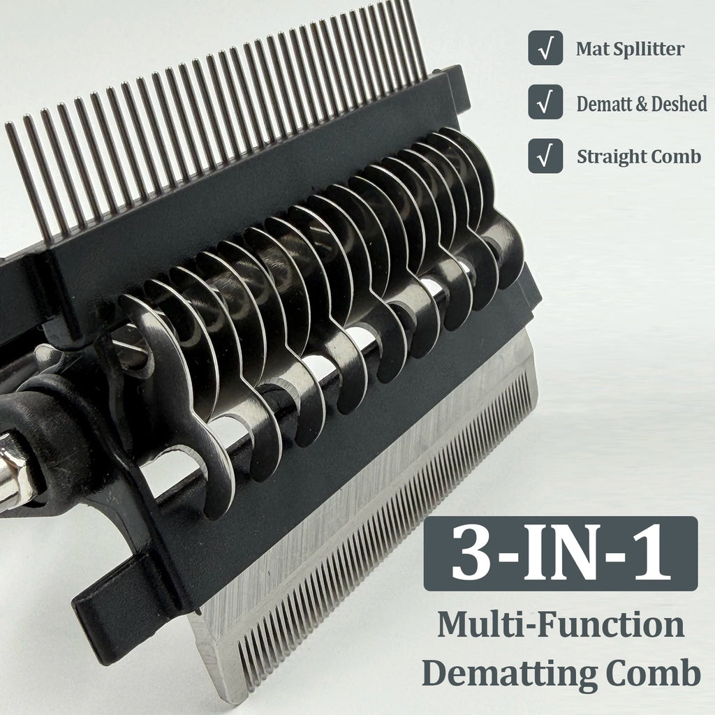 3 in 1 Pet Grooming Hair Brush Dog Deshedding Remover Double Sided Shedding Comb with Stainless Steel Teeth Fur Knot Cutter