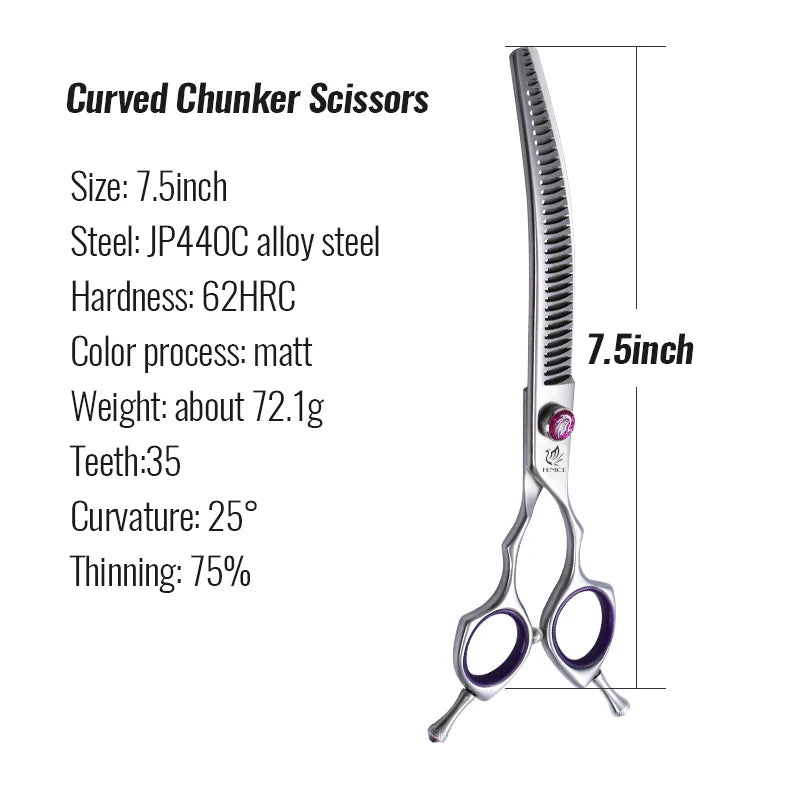 7/8 Inch Professional Pet Dogs Grooming Scissors Straight Curved Thinning Chunker Shear Scissors Set For Dogs