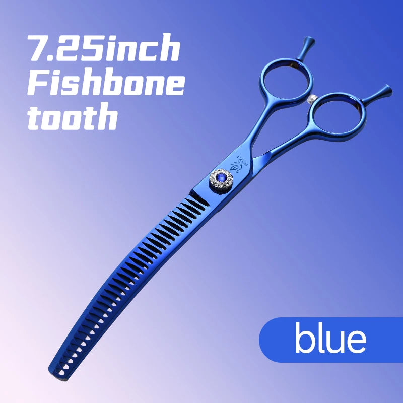High-end 7.25 inch Professional Pet Dog Grooming Scissors Curved Thinning Chunker Shears