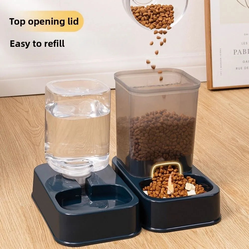 Pet Automatic Feeder Large Capacity 2 Styles Cat Dog Water Dispenser Feeder Set Plastic 3 Colors