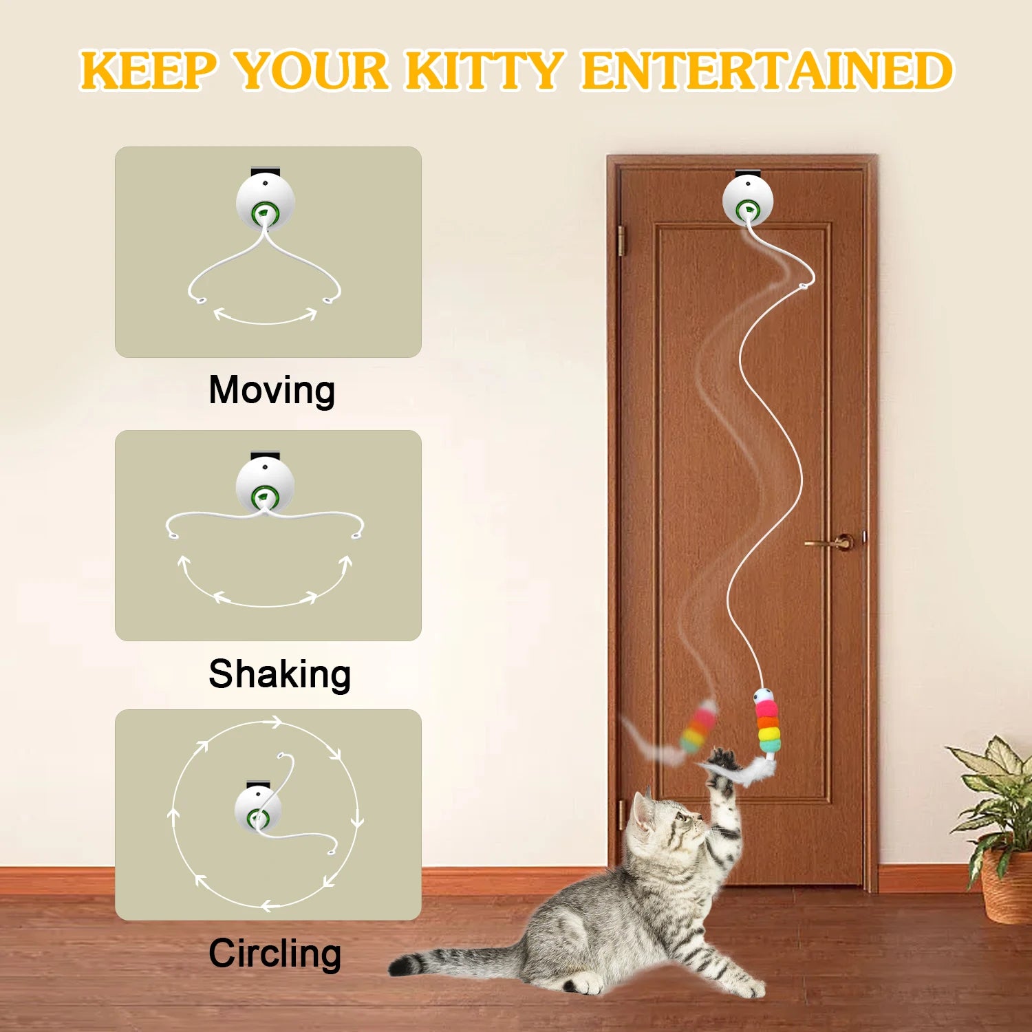 Interactive Cat Feather Toys, Hanging Electric Cat Toys for Indoor Cats,  Cat Teaser Toy, Kitten Toys,