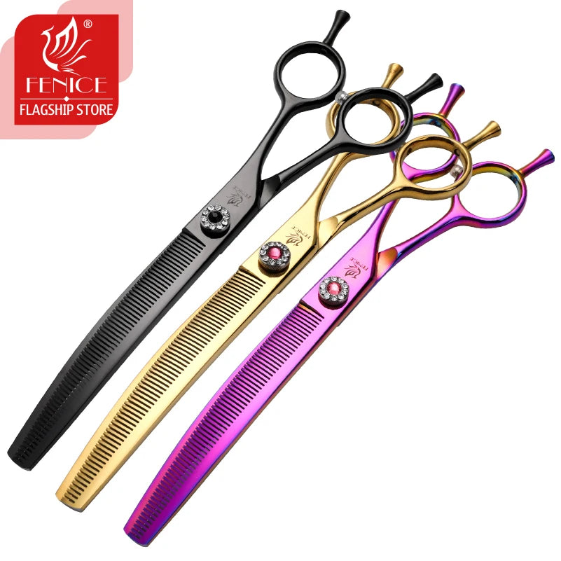 High-end 7.25 inch Professional Pet Dog Grooming Scissors Curved Thinning Chunker Shears