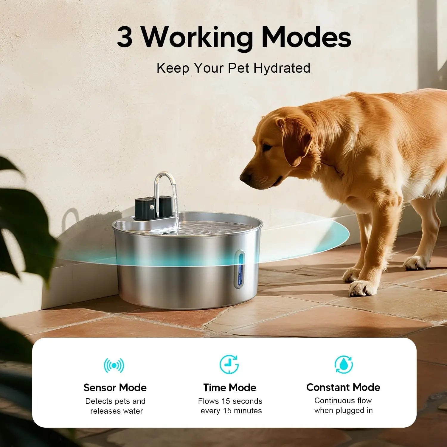 7L Stainless Steel Wireless Recharging Sensor Cat Water Fountain Auto Drinking Fountain For Cats Dog Drinker Pet Dispenser Bowl