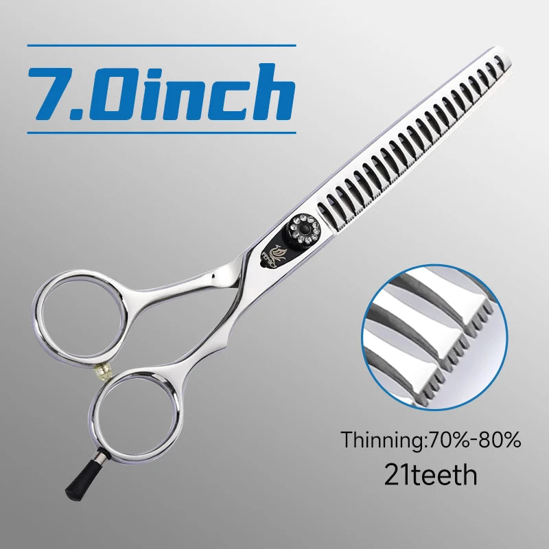 Fenice JP440C Steel Professional Pet Scissors 7/7.5/8 Inch Dog Grooming Chunker Thinner Shears with Small Teeth 70-80% Rate