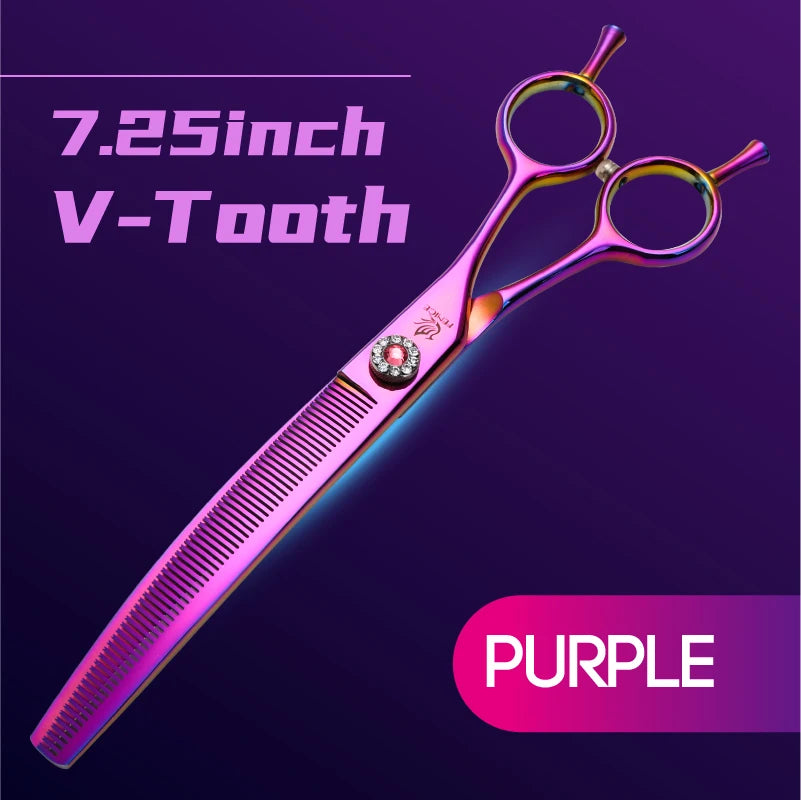 High-end 7.25 inch Professional Pet Dog Grooming Scissors Curved Thinning Chunker Shears