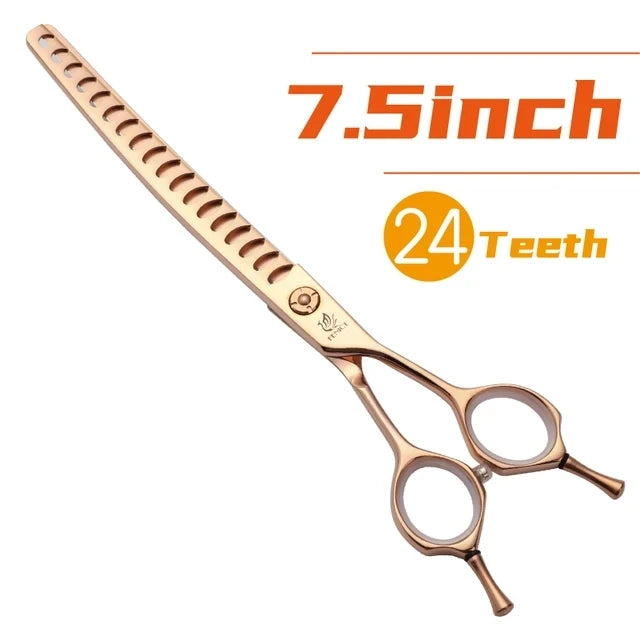 High-end 7.25 inch Professional Pet Dog Grooming Scissors Curved Thinning Chunker Shears