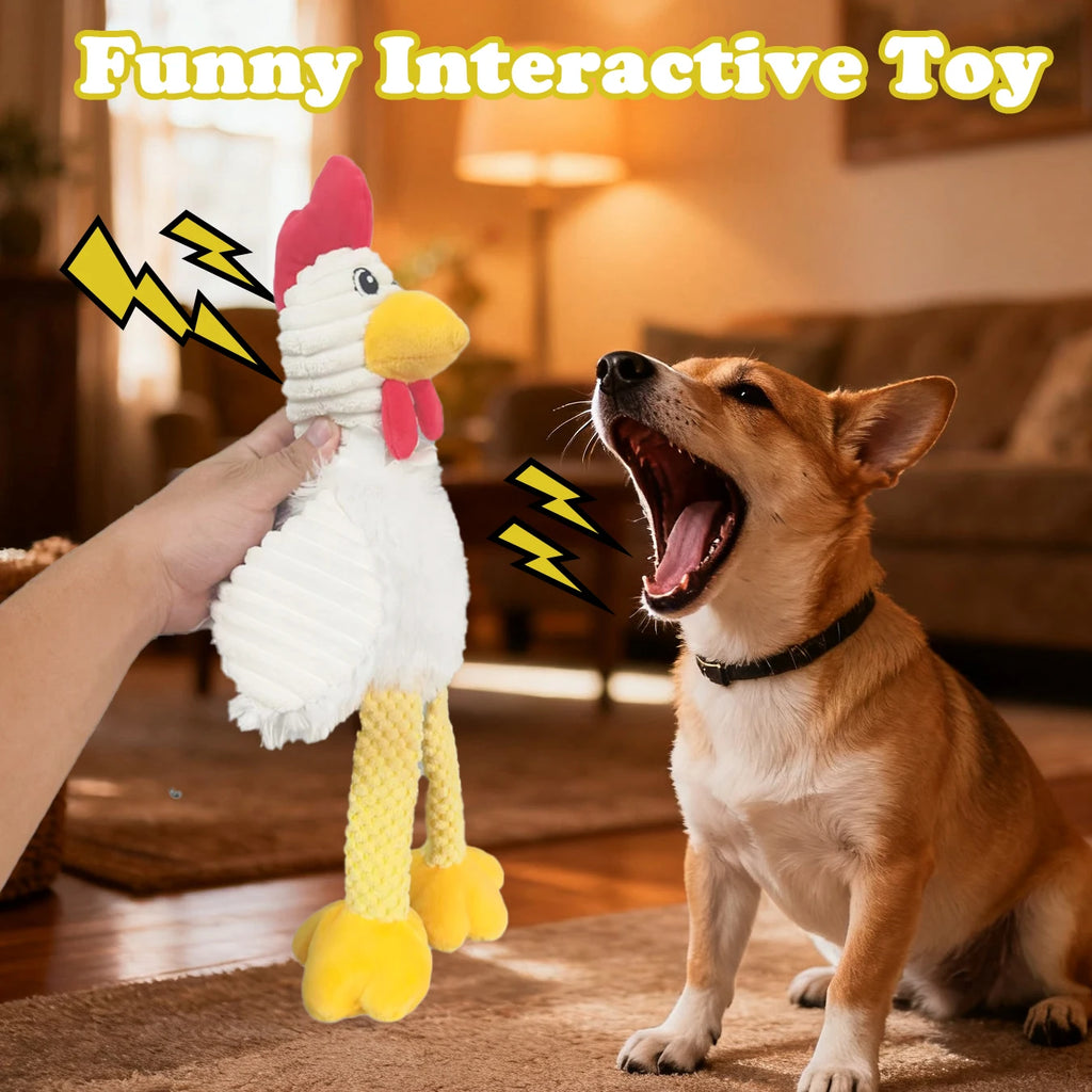 Realistic Squeaky Long Leg Chicken Plush Toy Soft Fabric Chewable Pet Companion Toy for Dogs Cats