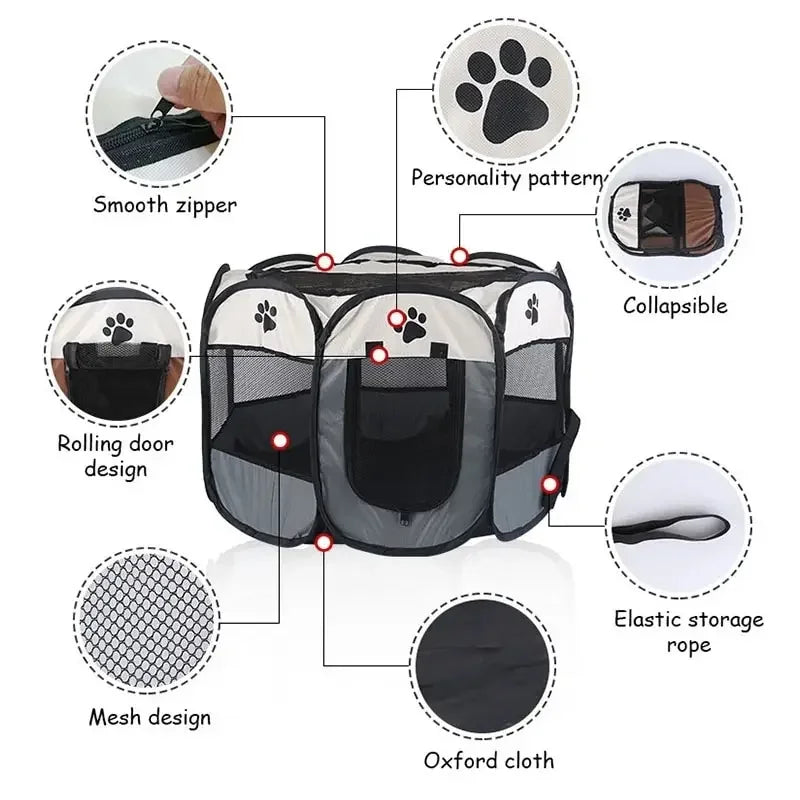 Portable Foldable Pet Tent Kennel Octagonal Fence Puppy Shelter Easy To Use Outdoor Easy Operation Large Dog